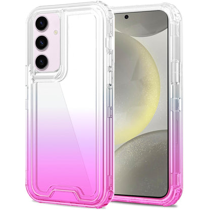 For Samsung Galaxy S25 /S24 Hybrid 3-in-1 Clear Case - Two-Tone Transparent Shockproof TPU + Hard Protective Frame Case Cover