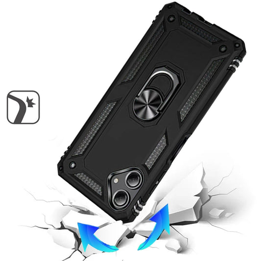 Phone Case for Samsung Galaxy A07 5G Rotatable Ring Stand Shockproof Hybrid Armor Anti Slip Heavy Duty Fit Magnetic Car Mount Durable Grip Cover