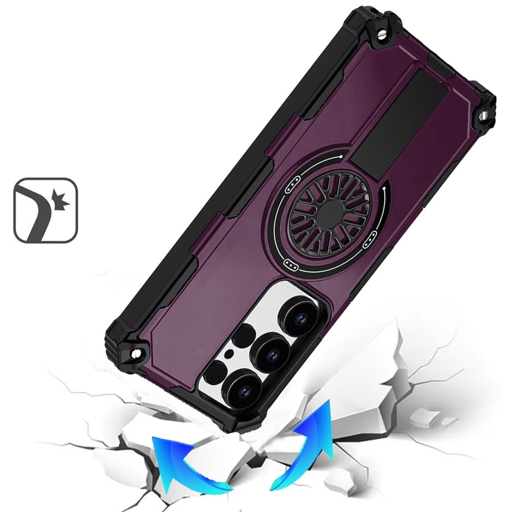 Phone Case for Samsung Galaxy S26 Ultra Invisible Kickstand Magnetic Car Mount Friendly Shockproof Texture Anti Slip Durable Grip Heavy Duty Hybrid Cover Purple