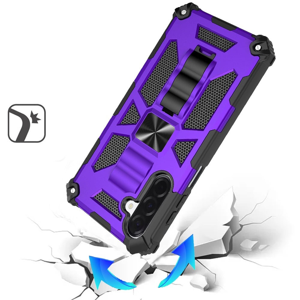 Phone Case for Galaxy A17 5G Built in Magnetic Hiden Kickstand Shockproof Rugged Armor Grip Hybrid Heavy Duty Anti Slip Protective Style Cover