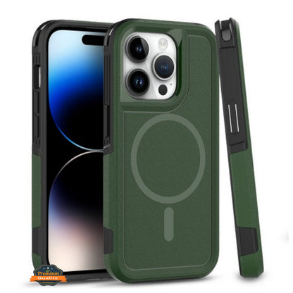 For Apple iPhone 15 Pro Max (6.7") Shockproof Heavy Duty Dual-Layer Rugged Magnetic Hybrid [Compatible with MagSafe]  Phone Case Cover
