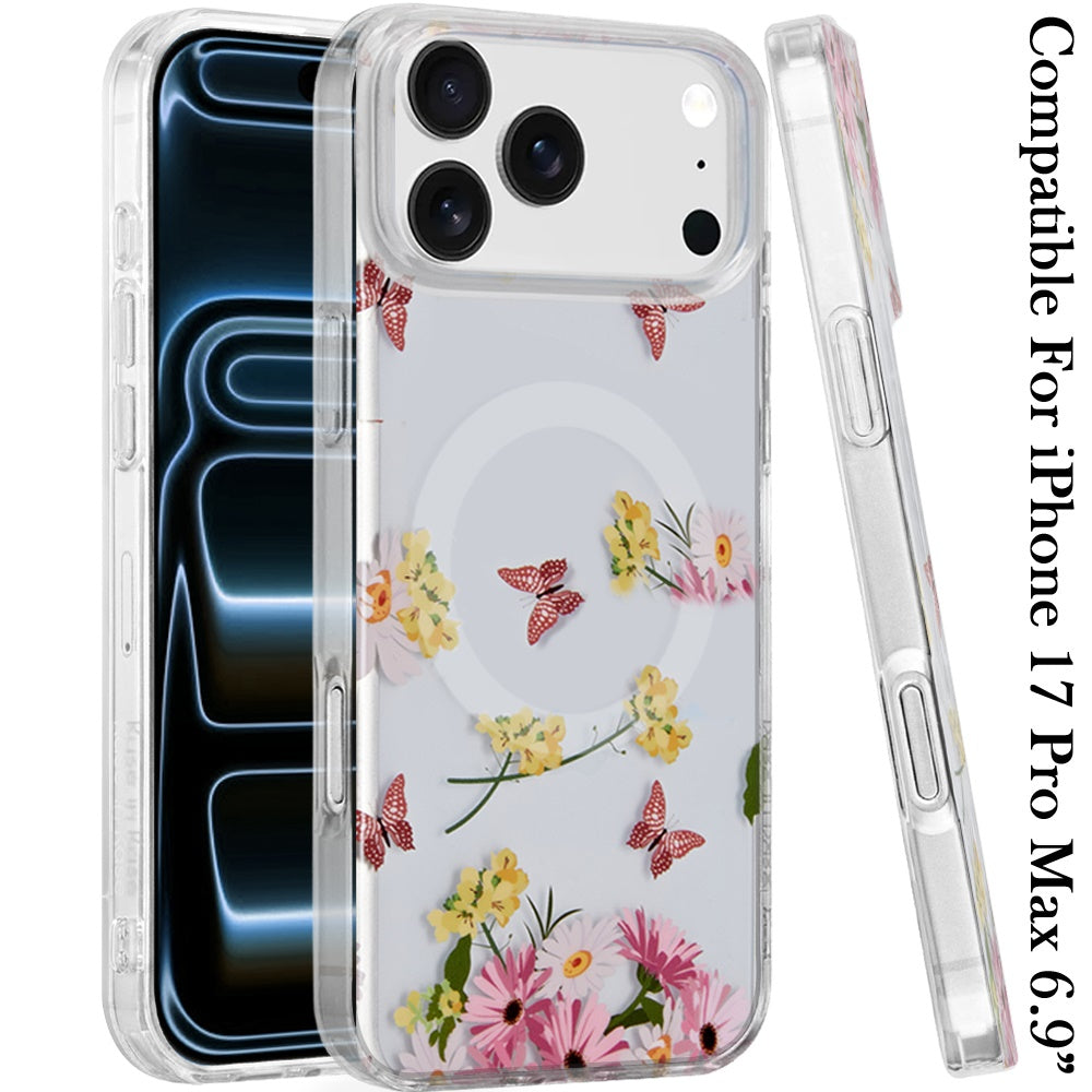 Phone Case for Apple iPhone 17 Pro Max Stylish Design Shockproof Magnetic Magsafe Compatible TPU IMD Print Rugged Grip Drop Protection Slim Fashion Cover Multicolor