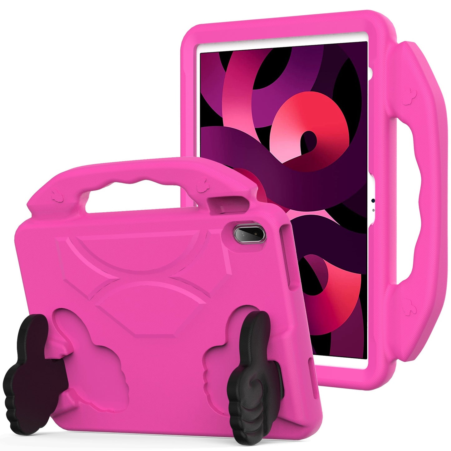 For Samsung Galaxy Tab S9 (10.2 inch) Hybrid Shockproof Thumbs Up Kickstand Antislip Rubber TPU Kid-Friendly Bumper Tablet Case Cover Pink