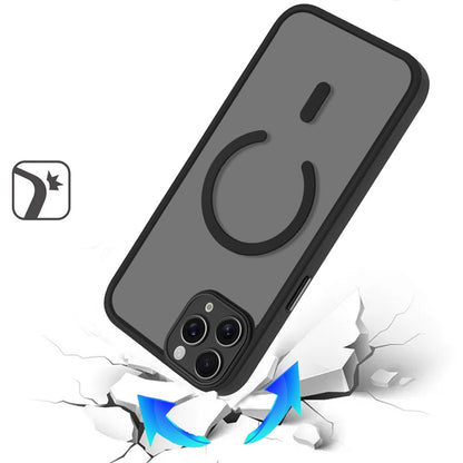Phone Case for iPhone 11 Pro Max Matte Frosted Magnetic Back Hybrid Hard PC Soft TPU Camera Protection Slim Shock Absorbing Anti Fingerprint Cover Black