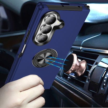 Phone Case for Samsung Galaxy Z Fold 8 Ultra Invisible Ring Stand Shockproof Anti Slip Durable Grip Protective Hybrid Slim Fit Magnetic Car Mount Holder Cover Blue