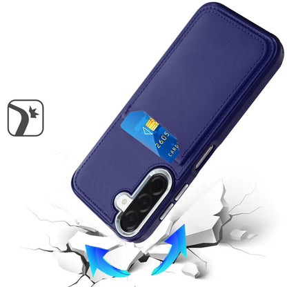 For Samsung Galaxy A17 5G PU Leather Wallet Cover with Credit Card Holder, Kickstand & Mirror Inside Slim Fit TPU & PC Hybrid Design Case Cover