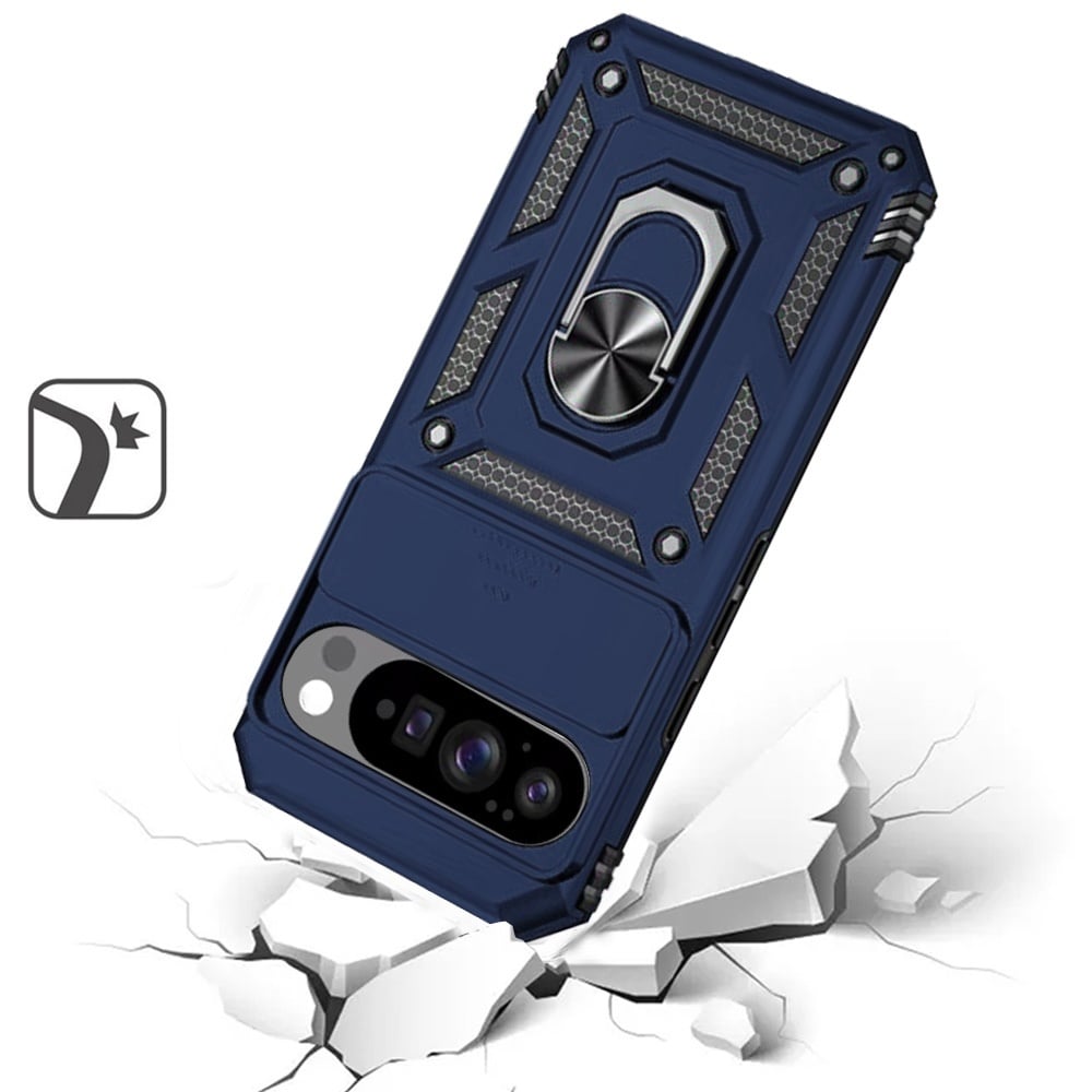 For Google Pixel 10 / 10 Pro Hybrid Ring Shockproof with 360° Rotate Ring Kickstand, Camera Lens Protection, Soft Edge Bumper Case Cover