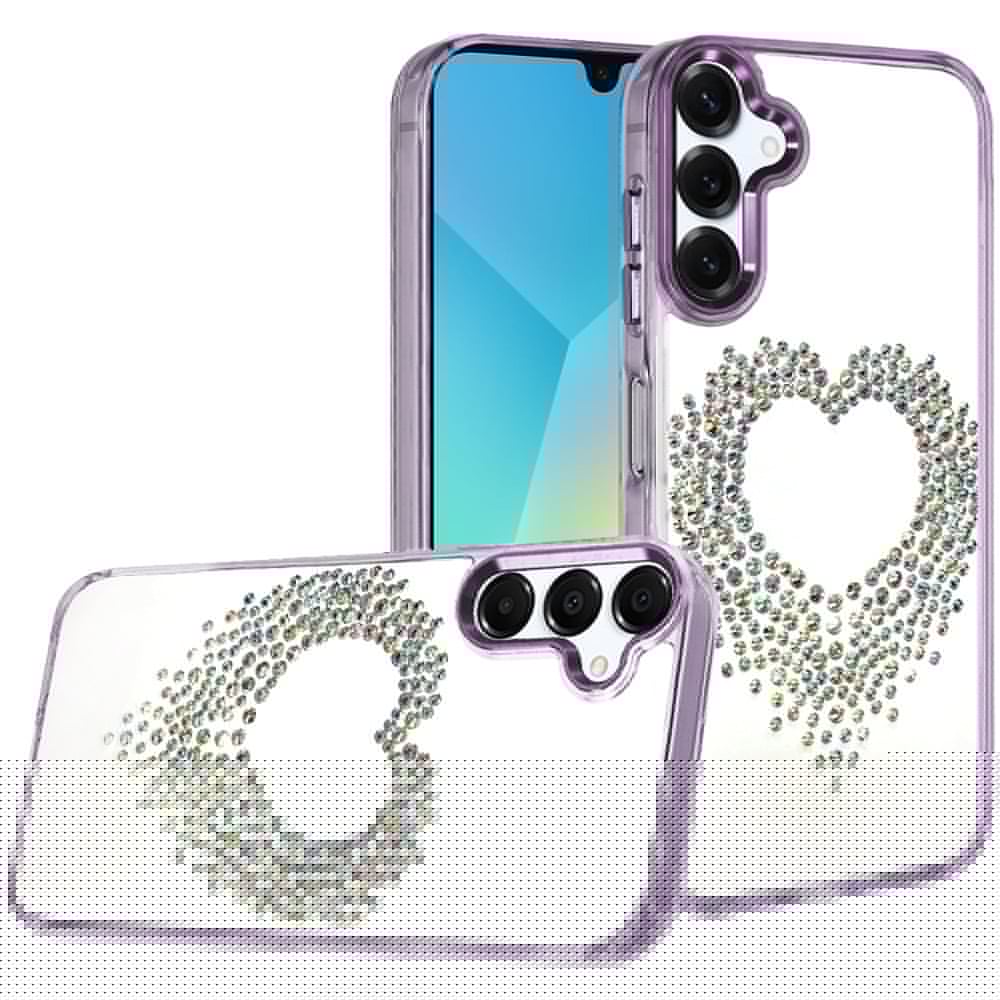 For Samsung Galaxy A16 5G Angel Hearts Bling Glitter Diamond Hybrid TPU Cover, Colorful Frame Shockproof Protective Back Case Cover