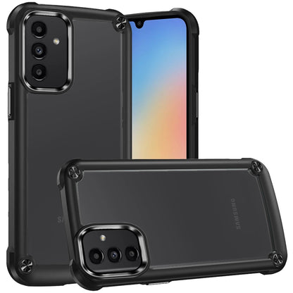 Phone Case for Samsung Galaxy A15 5G Transparent Hybrid Metal Button Camera Edge Shockproof Bumper Frame TPU Protective Slim Grip Durable Cover Black