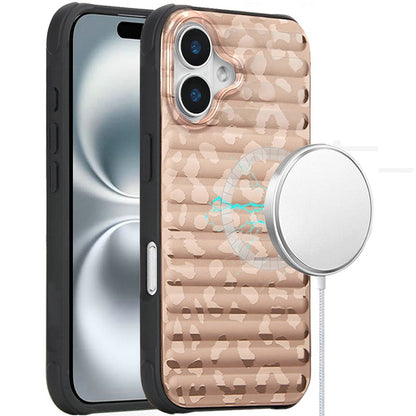 For Apple iPhone 16 Plus (6.7") Pattern Design Magnetic Chrome Hybrid Compatible with Magsafe Dual Layer Shockproof TPU Hard PC Back Case Cover