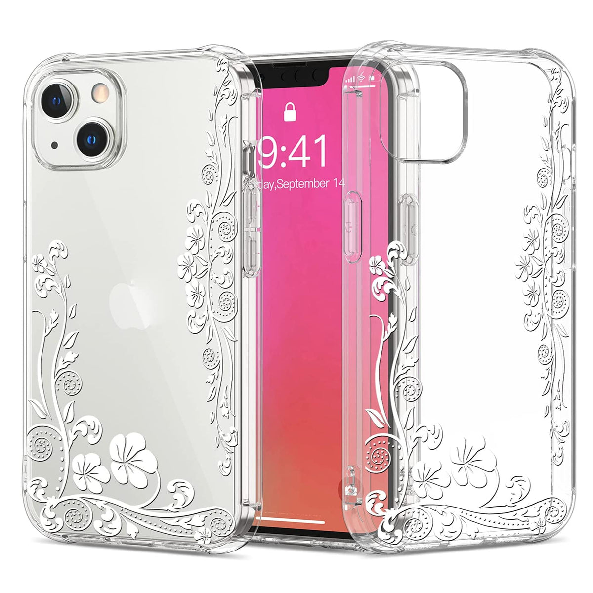 For Apple iPhone 16e /iPhone SE4 Hybrid Clear Frame with Trendy Pattern Design, Shockproof Hard Back & TPU Rubber Case Cover