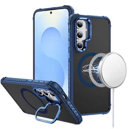 For Samsung Galaxy S24 Fan Edition /Galaxy S24 FE Hybrid Metal Camera Stand Ring Sturdy, Compatible with MagSafe, Matte Hard TPU Colorful Edge Case Cover