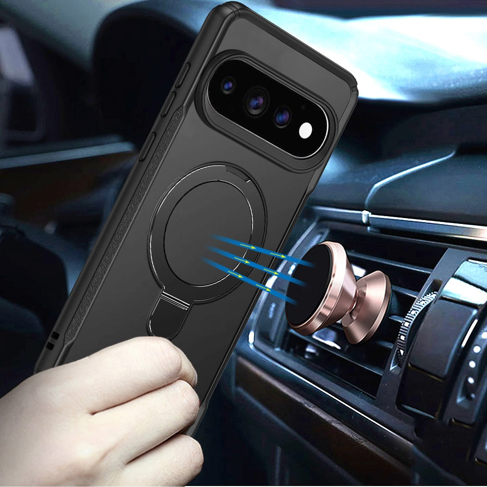 Phone Case for Google Pixel 11 Pro XL Magnetic Ring Stand Matte Finish Shockproof Grip Slim Armor Heavy Duty TPU Protective Hybrid Cover