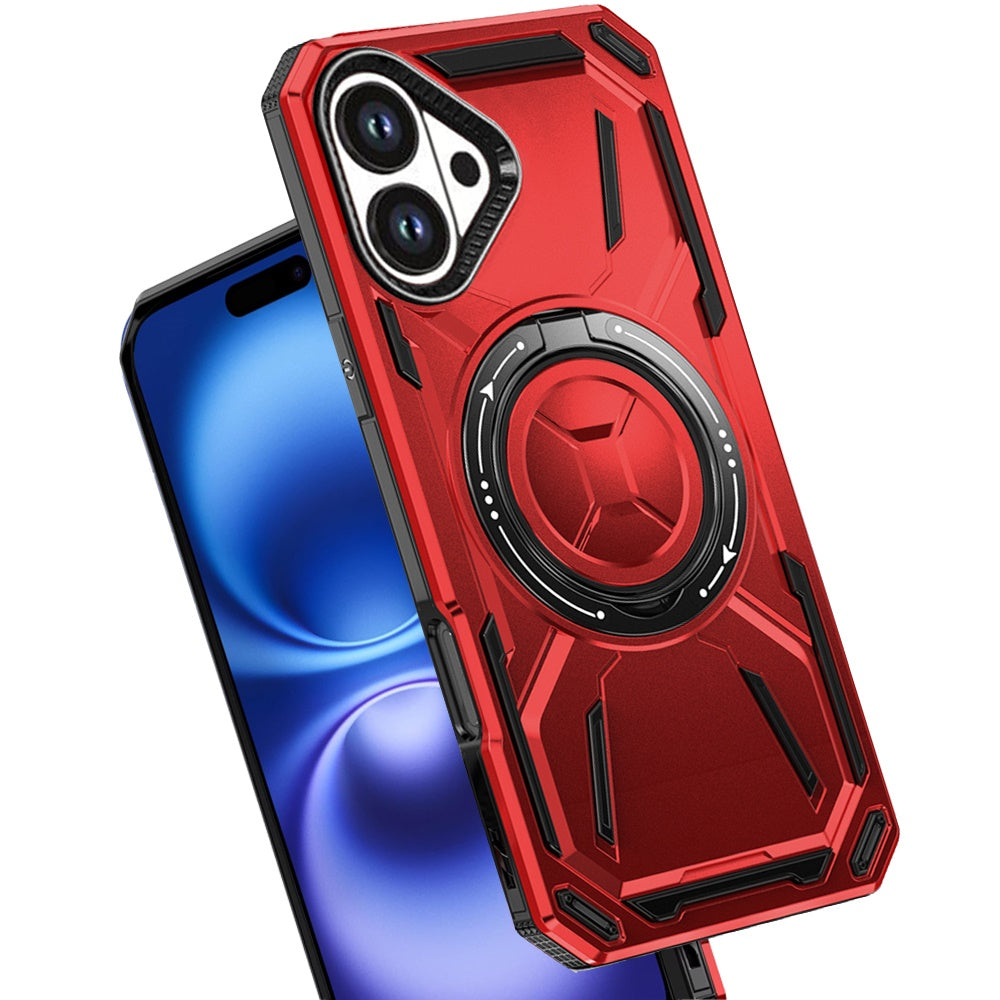 For Apple iPhone 17 (6.3") Hybrid Magnetic Ring and 360° Rotational Kickstand with MagSafe Compatible, Military Grade Drop Protection Case Cover