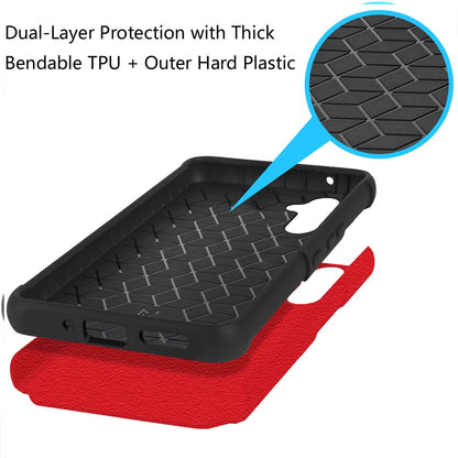 Phone Case for Samsung Galaxy A56 / A36 Slim Tough Hybrid Shockproof Heavy Duty Durable Armor Dual Layer Drop Resistant Impact with Screen Protector Cover Red