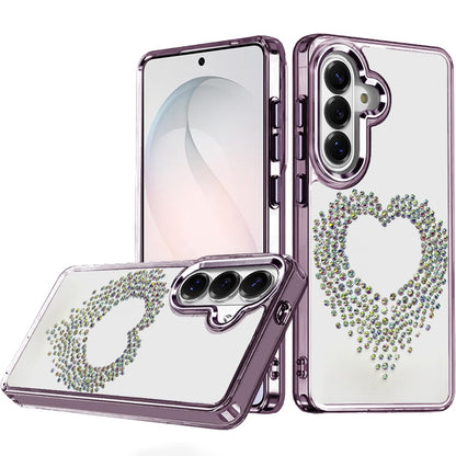 Phone Case for Samsung Galaxy S26 FE /S26 Fan Edition Angel Hearts Bling Shimmer Colorful Glitter Chrome Edge Shockproof Stylish Hybrid Design Cover