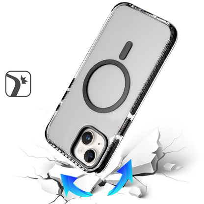 Phone Case for iPhone 14 / iPhone 13 MagSafe Magnetic Transparent Hybrid Shockproof Clear Color Match Durable Grip Hard TPU Slim Protective Cover Black