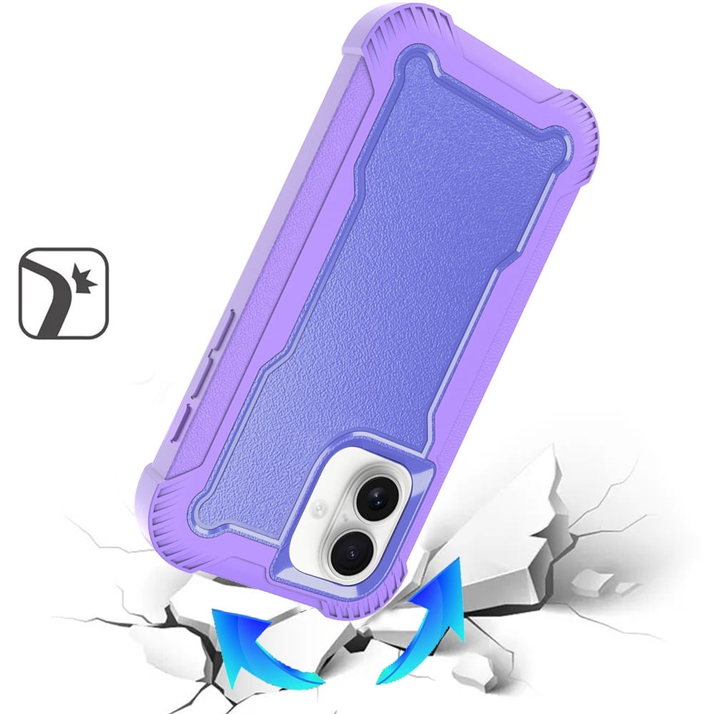 For Apple iPhone 16 Plus Tough Hybrid Case - Shockproof 3-in-1 Armor Full-Body Protection PC + TPU Rubber Bumper Frame Case Cover