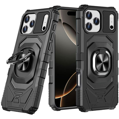 For Apple iPhone 17 Pro (6.3") Hybrid Dual Layer with 360° Rotate Magnetic Ring Stand Holder Kickstand TPU Rugged PC Shockproof Case Cover