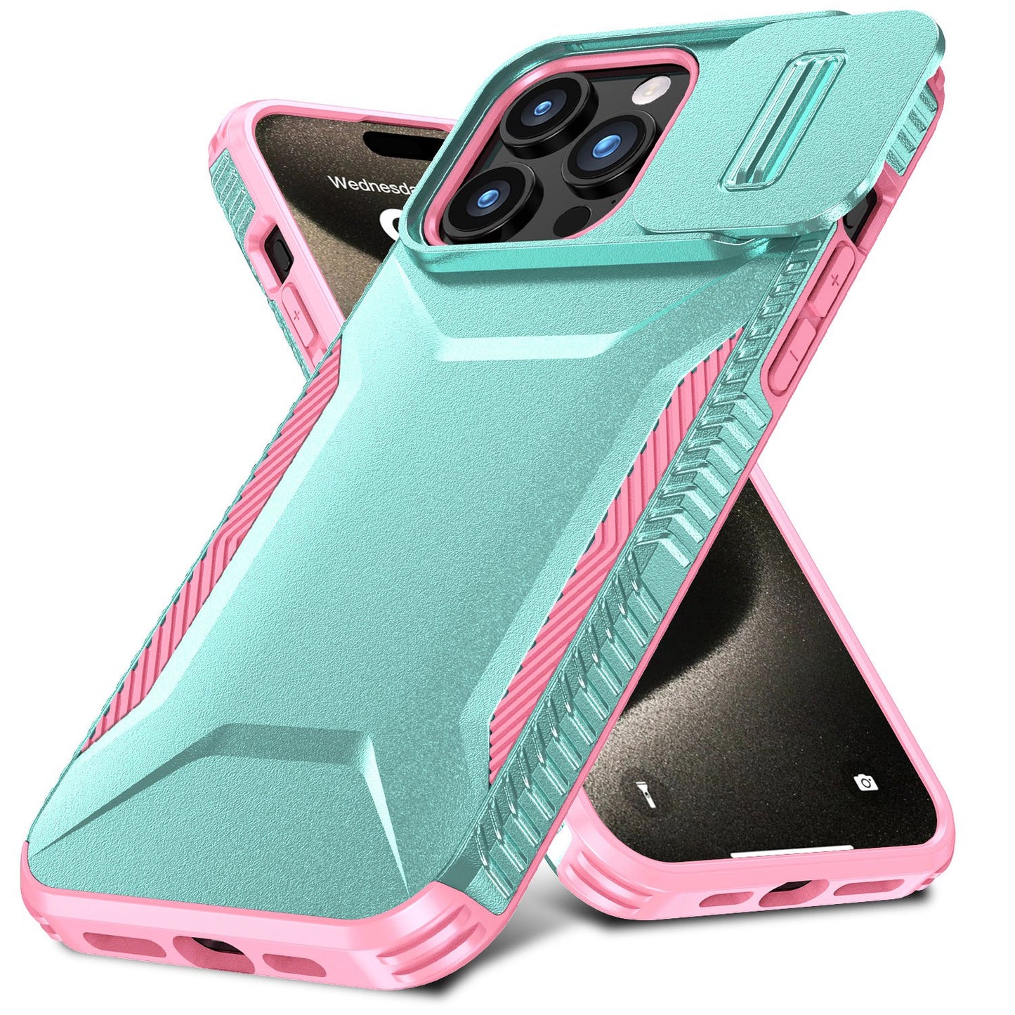 Apple iPhone 16 Plus (6.7") Slim Fit Shockproof Hybrid with Slide Camera Window Covering, Rugged Tpu Silicone Hard PC Bumper