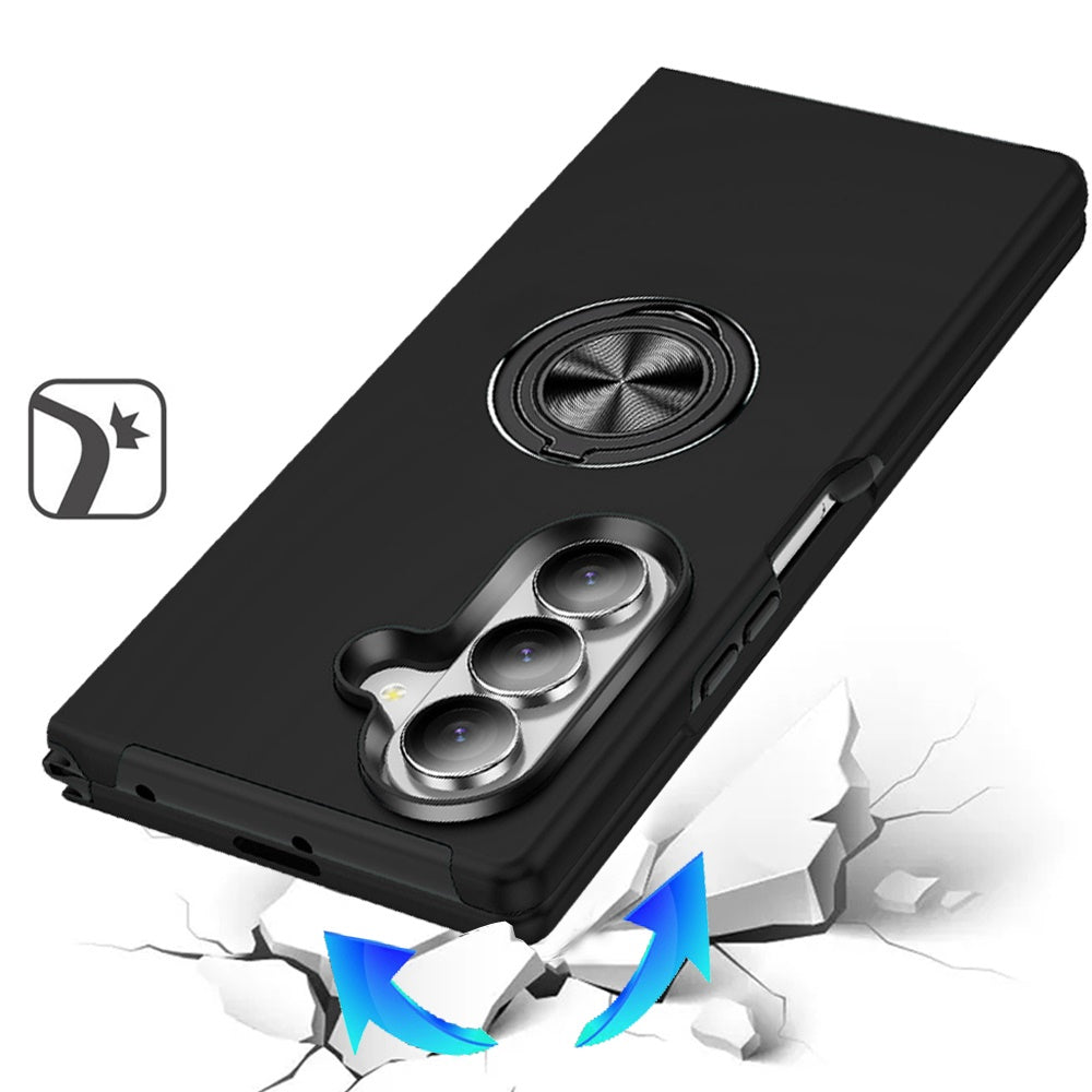 Phone Case for Samsung Galaxy Z Fold 8 Ultra Invisible Ring Stand Shockproof Anti Slip Durable Grip Protective Hybrid Fit Magnetic Car Mount Holder Cover Black