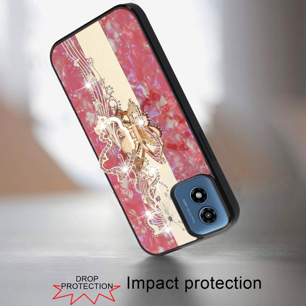 For Motorola Razr 2025 /2024 Diamonds 3D Butterfly Bling Sparkly Glitter Ornaments Engraving Hybrid with Stand Fashion Case Cover Enchanted Butterfly Red