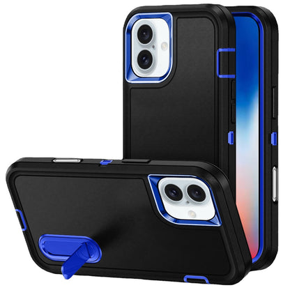 For Apple iPhone 16 Pro Max (6.9") Hybrid 3 Layers Hard 3in1 Shockproof with Kickstand Heavy Duty Hard TPU Rubber Anti-Drop Case Cover