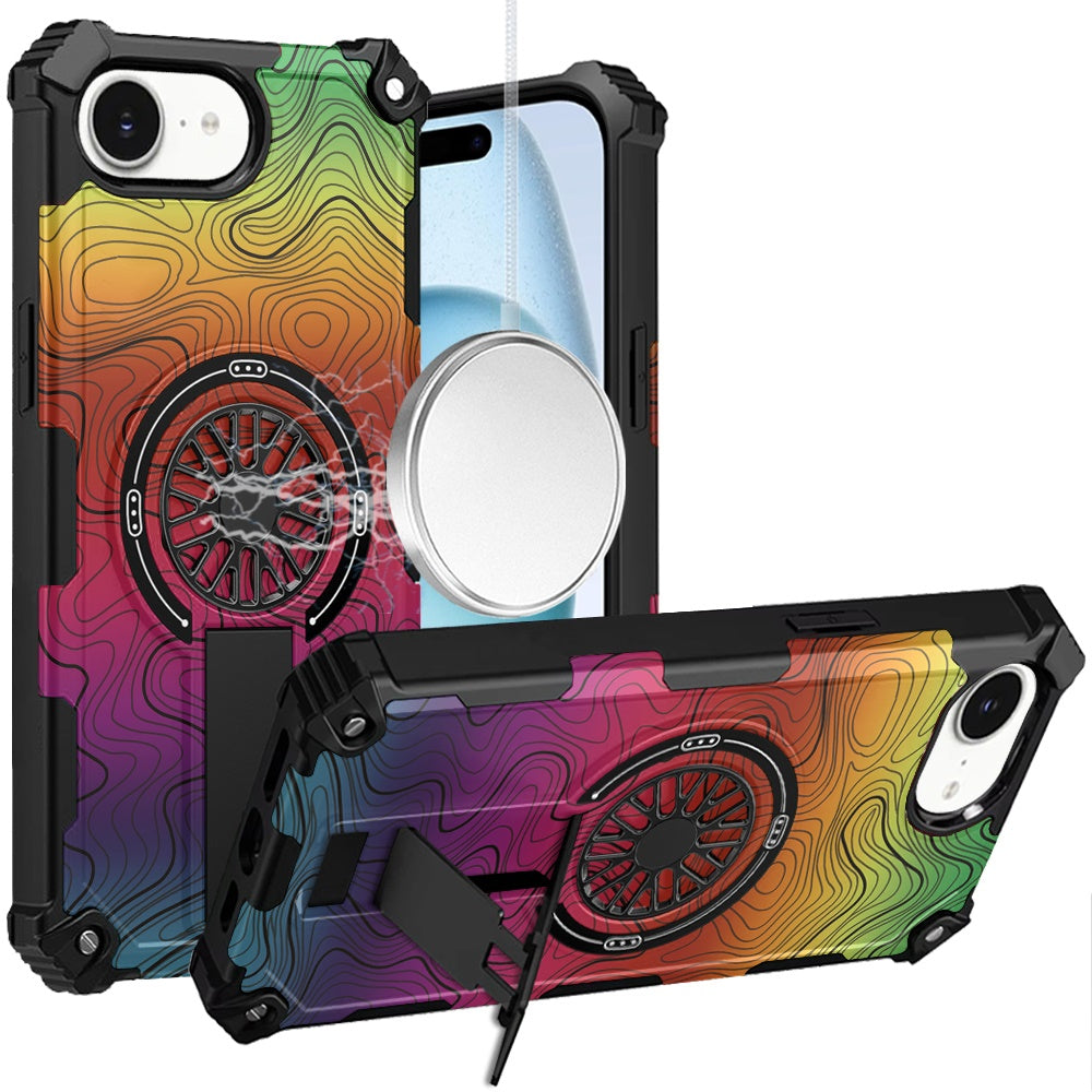 Phone Case for Apple iPhone 17E / iPhone 16E / iPhone SE4 Stylish Design Magnetic Car Mount Friendly Hybrid Rugged Grip Shockproof Kickstand Textured Armor Durable Cover Multicolor