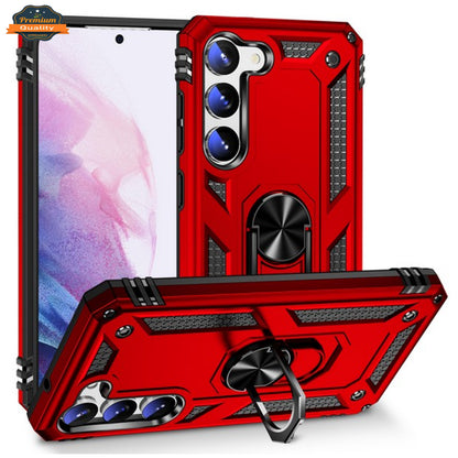 For Samsung Galaxy A17 5G Shockproof Hybrid Dual Layer PC + TPU with Metal Ring Kickstand Heavy Duty Armor Shell Case Cover
