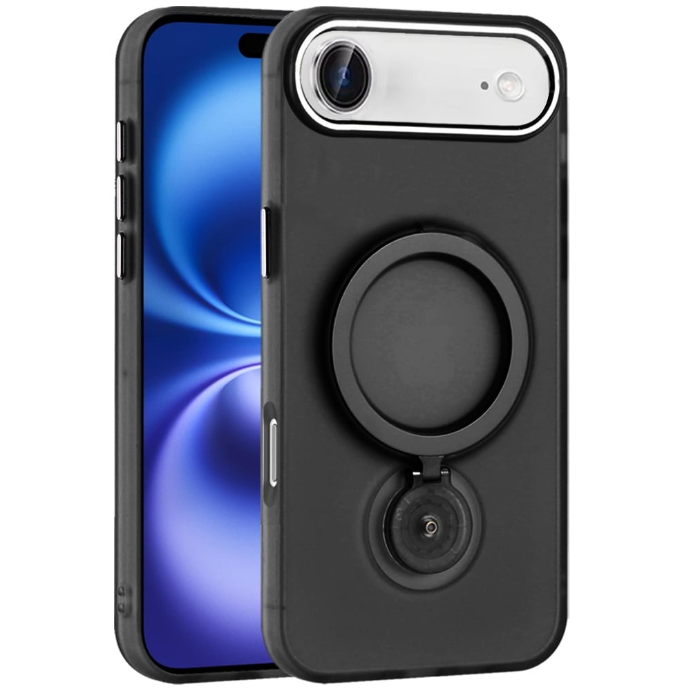 For Apple iPhone 17 Air (6.6") MagSafe Compatible with 360° Ring Stand, Magnetic Kickstand, Slim Hybrid Protective Case Cover Black