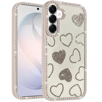 Phone Case for Samsung Galaxy S26 FE /S26 Fan Edition Spread Love Hearts Glitter Shimmer Bling Diamond Edge Shockproof Hybrid Stylish Protective Slim Grip Designer Cover