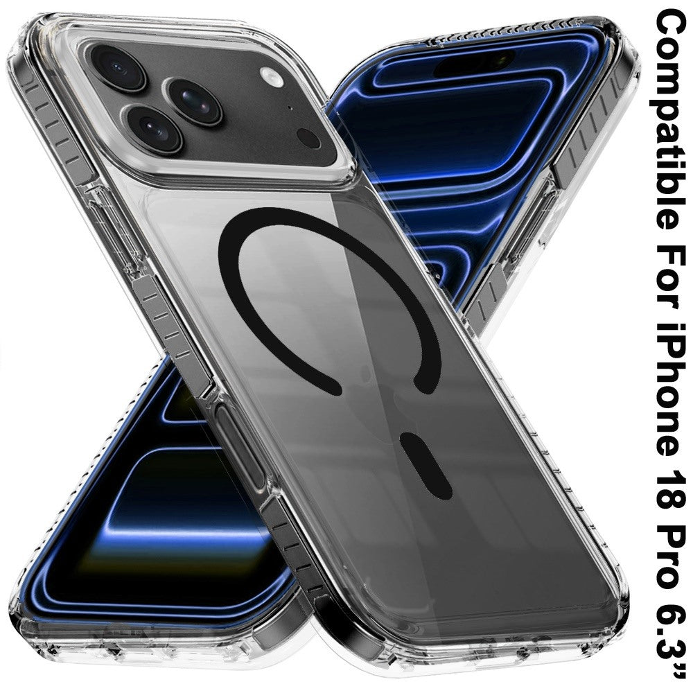 Phone Case for Apple iPhone 18 Pro Transparent Magnetic Shockproof Colored Edge Hybrid Case Slim Durable Grip Clear Protective Soft TPU Cover
