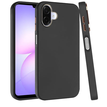 For Samsung Galaxy A07 Slim Classic Hybrid Around Rubber Gummy Gel Slick Hard PC Silicone TPU Chromed Button Case Cover
