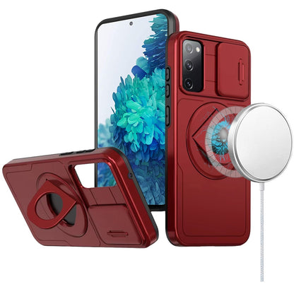 For Samsung Galaxy S22 Ultra Full Coverage with Camera Window, Magnetic Circle, Rotatable Ring Stand, MagSafe Compatible, Shockproof Hybrid Protectiv Case Cover