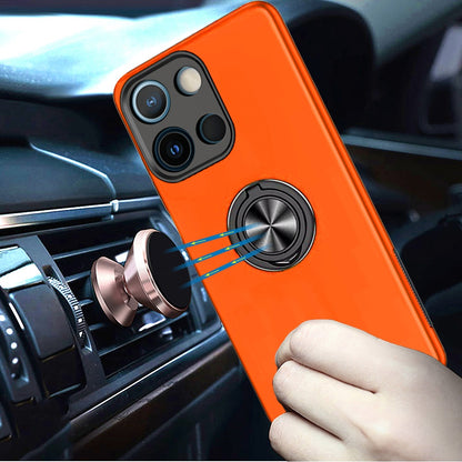For Motorola Moto G Stylus 5G 2026 /2025 Hybrid 360 Degree Rotatable Metal Invisible Ring Stand Holder Slim Fit Magnetic Car Mount Shockproof Case Cover Cosmic Orange