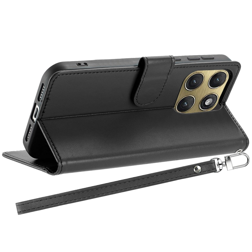 Phone Case for Motorola Edge 2026 Leather Wallet Folio Credit Card Holder with Magnetic Closure Wrist Strap Classic Flip Design Storage Slots Cover