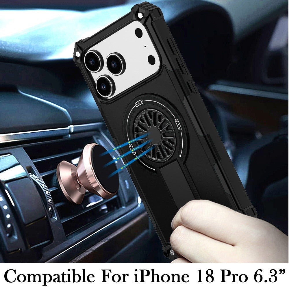 Phone Case for Apple iPhone 18 Pro Invisible Kickstand Magnetic Car Mount Friendly Shockproof Texture Anti Slip Durable Grip Heavy Duty Hybrid Cover