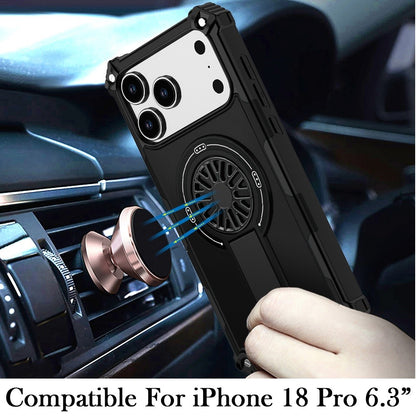 Phone Case for Apple iPhone 18 Pro Invisible Kickstand Magnetic Car Mount Friendly Shockproof Texture Anti Slip Durable Grip Heavy Duty Hybrid Cover