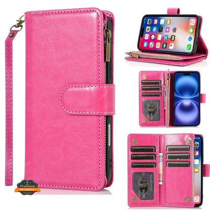 Phone Case for Samsung Galaxy S25 FE, S25 Fan Edition Luxury Leather Wallet Card Holder Zipper Pocket Money Storage Protective Grip Design with Strap Cover