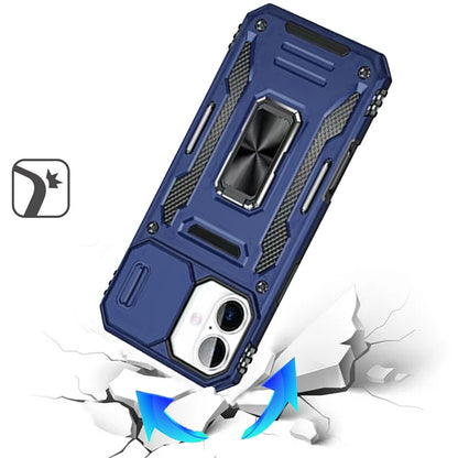 For Apple iPhone 17 (6.3") Tough Hybrid Case with Movable Camera Window & Metal Ring Stand Shockproof Case Cover