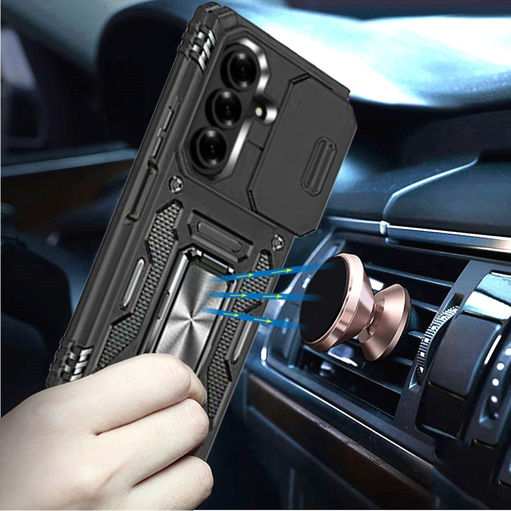 Phone Case for Samsung Galaxy Z Fold 8 Ultra Tough Metal Ring Shockproof Sliding Camera Window Hybrid Armor Rugged Anti Slip Heavy Duty Grip Cover