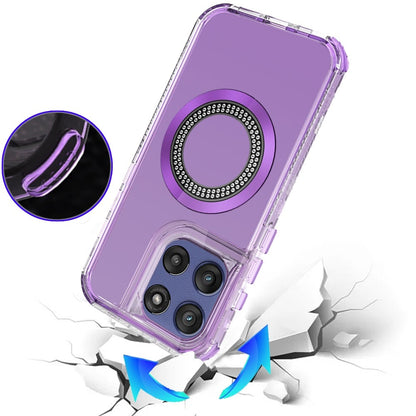 Phone Case for Motorola Moto G 5G 2026/ 2025 Luxury Bling Rhinestone Glitter Magnetic Circle Frosted Hybrid Dual Layer TPU Tough Construction, Sparkling Finish Cover