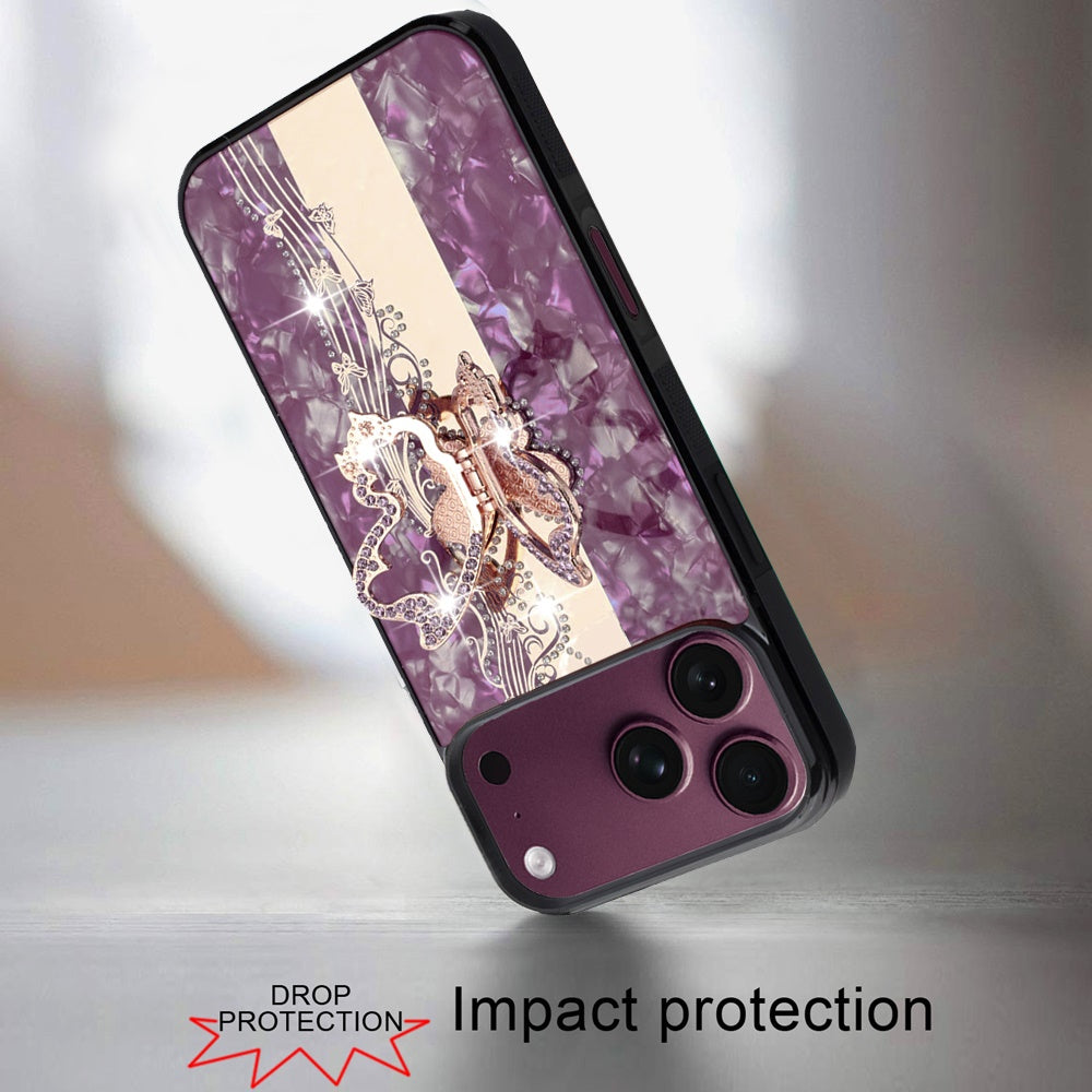 Phone Case for Apple iPhone 18 Pro Diamond 3D Fashion Floral Glitter Engraved Luxury Bling Hybrid Shockproof Chrome Edge Protective Grip Cover