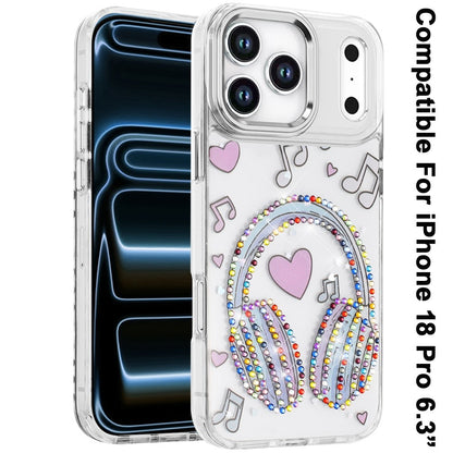 Phone Case for Apple iPhone 18 Pro Butterfly Resin Epoxy Diamond Bling Metal Edge Shockproof Hybrid Luxury Protective Durable Stylish Fashion Grip Cover