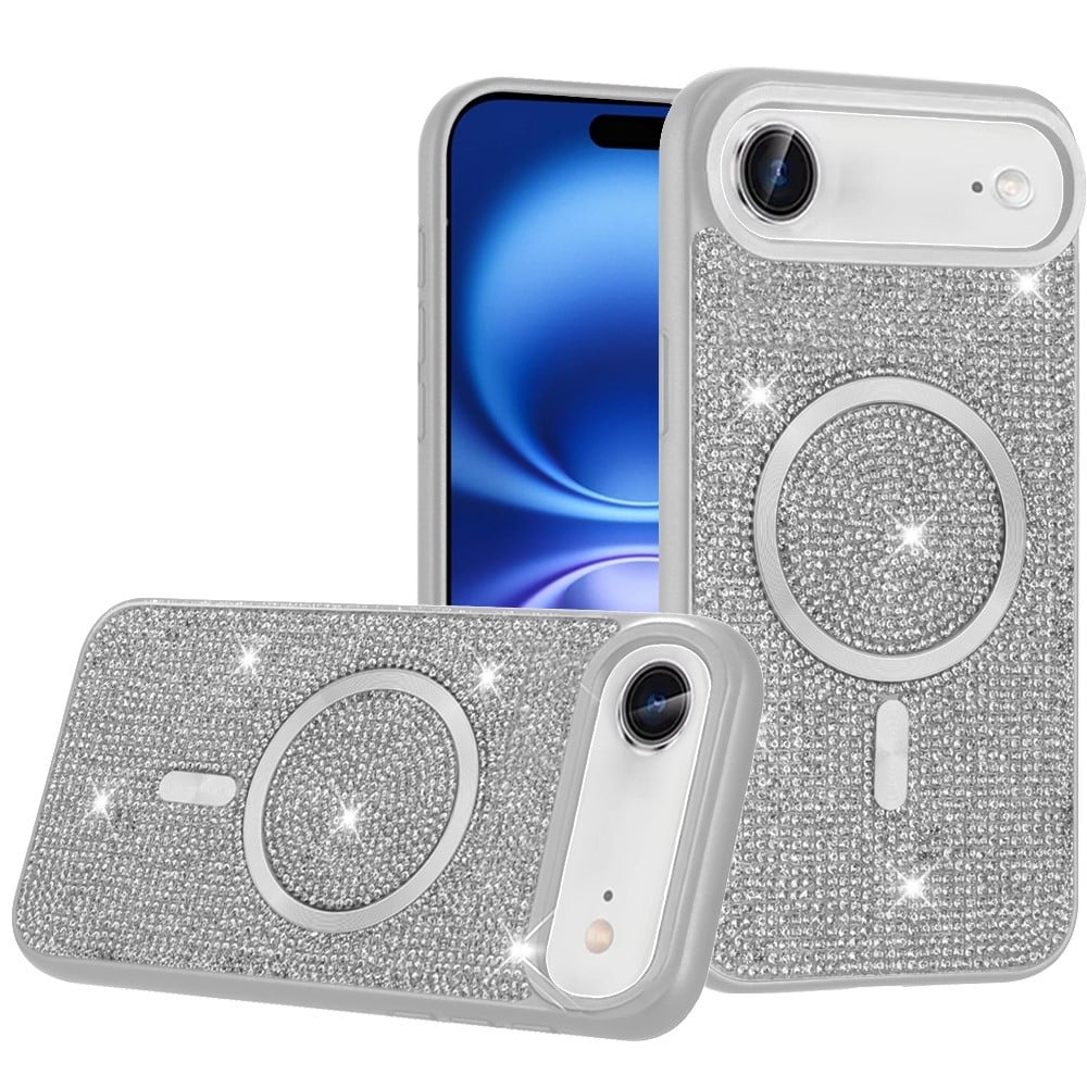 For Apple iPhone 17 Air (6.6") Sparkly Diamond Bling Case Rhinestone Skin Hybrid with Magnetic Circle, MagSafe Compatible Case Cover