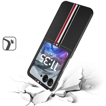 For Samsung Galaxy Z Flip 7 FE Velvet Fabric PU Vegan Leather, Premium Flip Design, Slim Snap-On Hard PC + TPU Case Cover Black