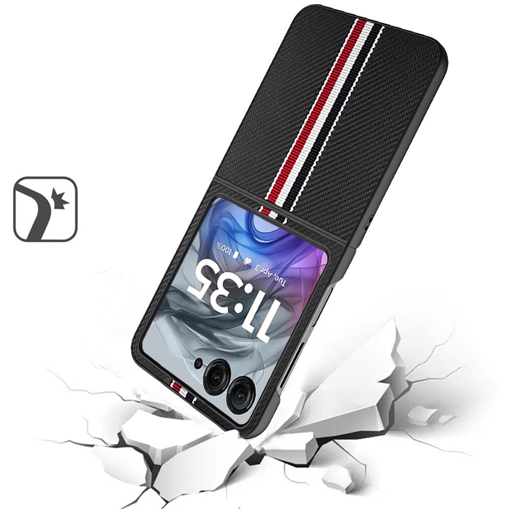 For Motorola Razr Ultra 2025 Velvet Fabric PU Vegan Leather, Premium Flip Design, Slim Snap-On Hard PC + TPU Case Cover Black