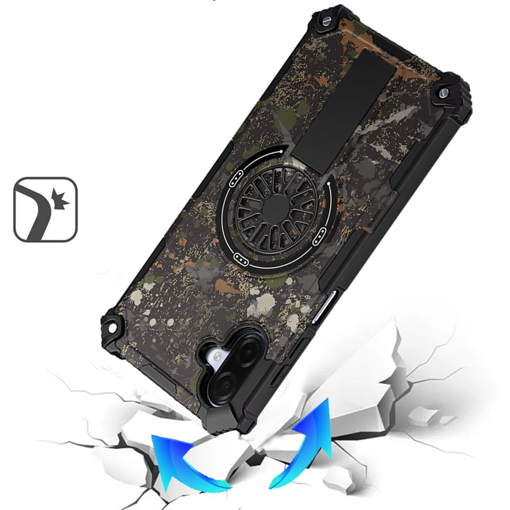 For Samsung Galaxy A07 Magnetic Invisible Kickstand Holder with CD Texture Design, Shockproof Hybrid Military Grade Heavy Duty Case Cover