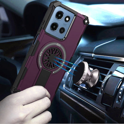 Phone Case for Moto G Stylus 5G 2026, Moto G Stylus 5G 2025 Invisible Kickstand Magnetic Car Mount Friendly Shockproof Texture Anti Slip Durable Grip Heavy Duty Hybrid Cover Purple