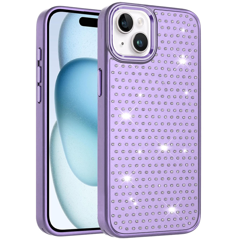 For Apple iPhone 14 /13 Bling Diamond Metallic, Full Sparkle Chrome Edged Hybrid Protective Shockproof Case Cover